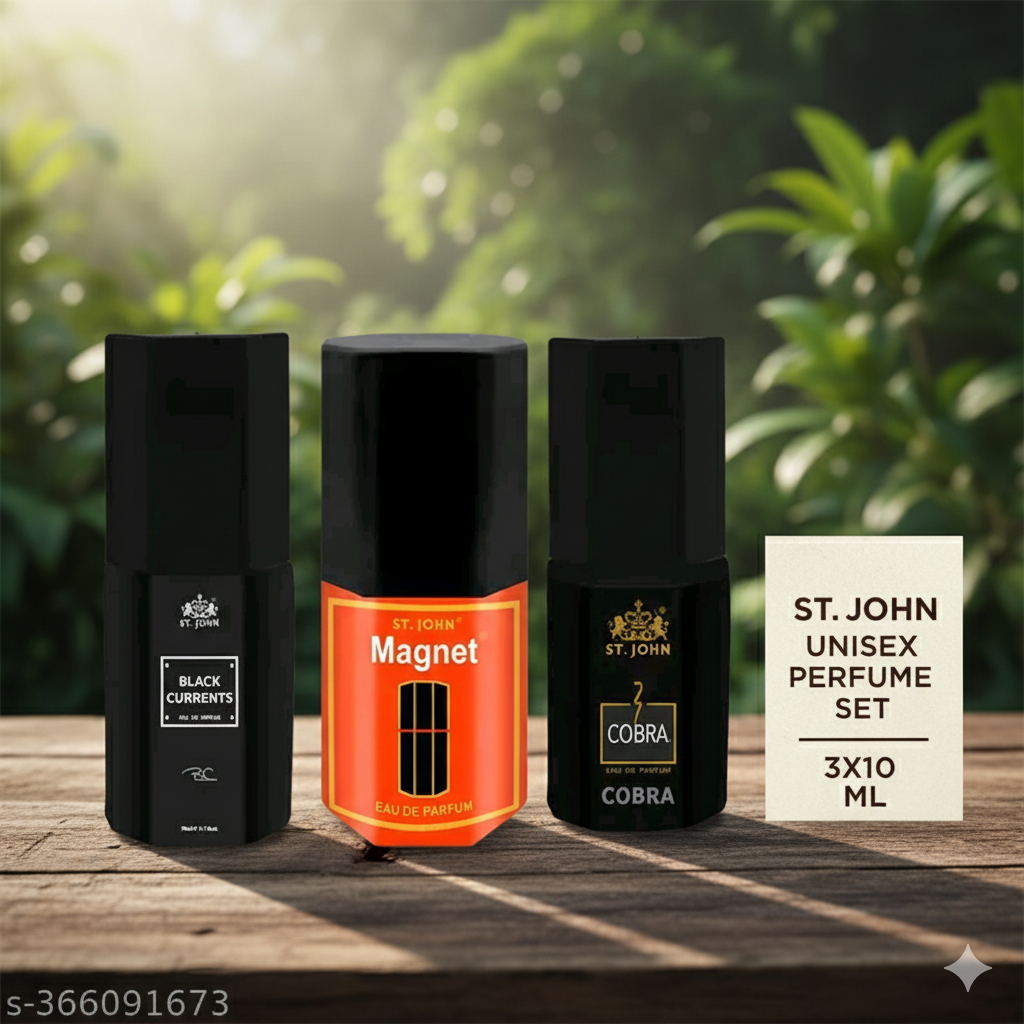 St. John Unisex Perfume Set – Black Currents, Magnet & Cobra (3x10 ml